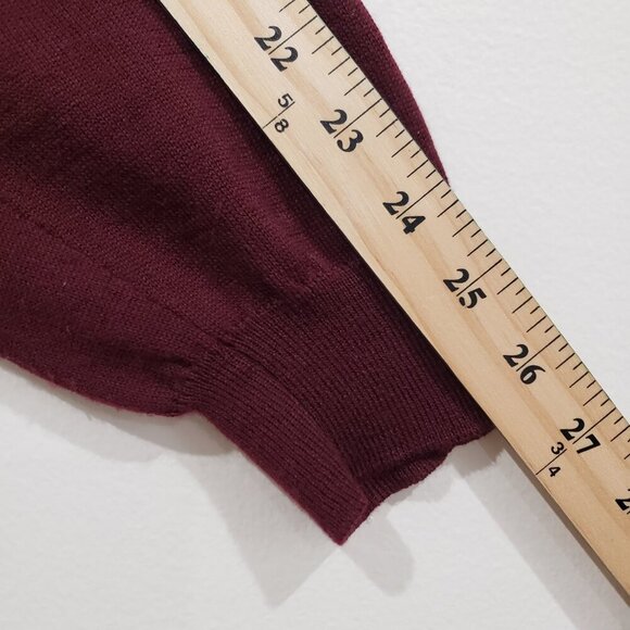Paul Frederick Sweater Size L Maroon Extra Fine Merino Wool Pullover Mock - Picture 12 of 14
